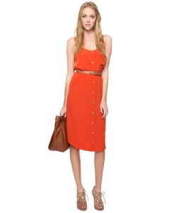 orange belted dress