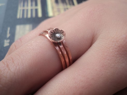 copper bands with flower