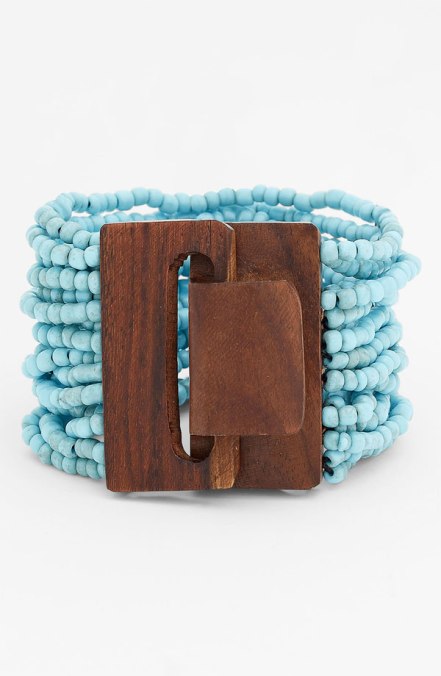 beaded cuff wood closure