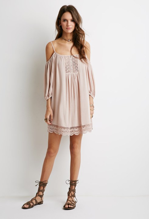 open shoulder dress pink